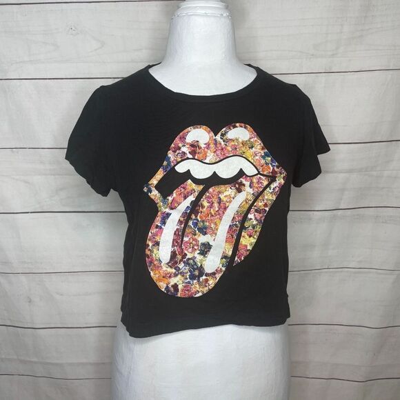 Rolling Stones by Bravado black crop top medium - Picture 1 of 5